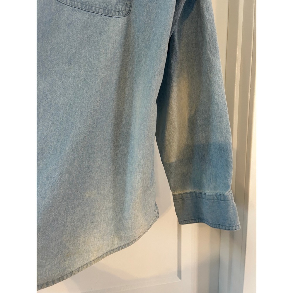 Denim Cartoon Embroidered Men's Shirt - Picture 4 of 11